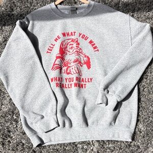 Gildan Gray Crewneck Sweatshirt with Red Santa Graphic